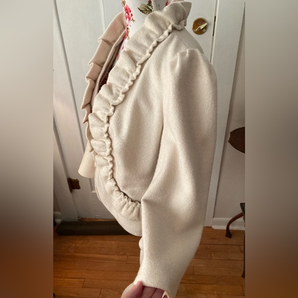 Anthropologie Elevenses wool blend ruffle blazer SZ 12 - Picture 4 of 8